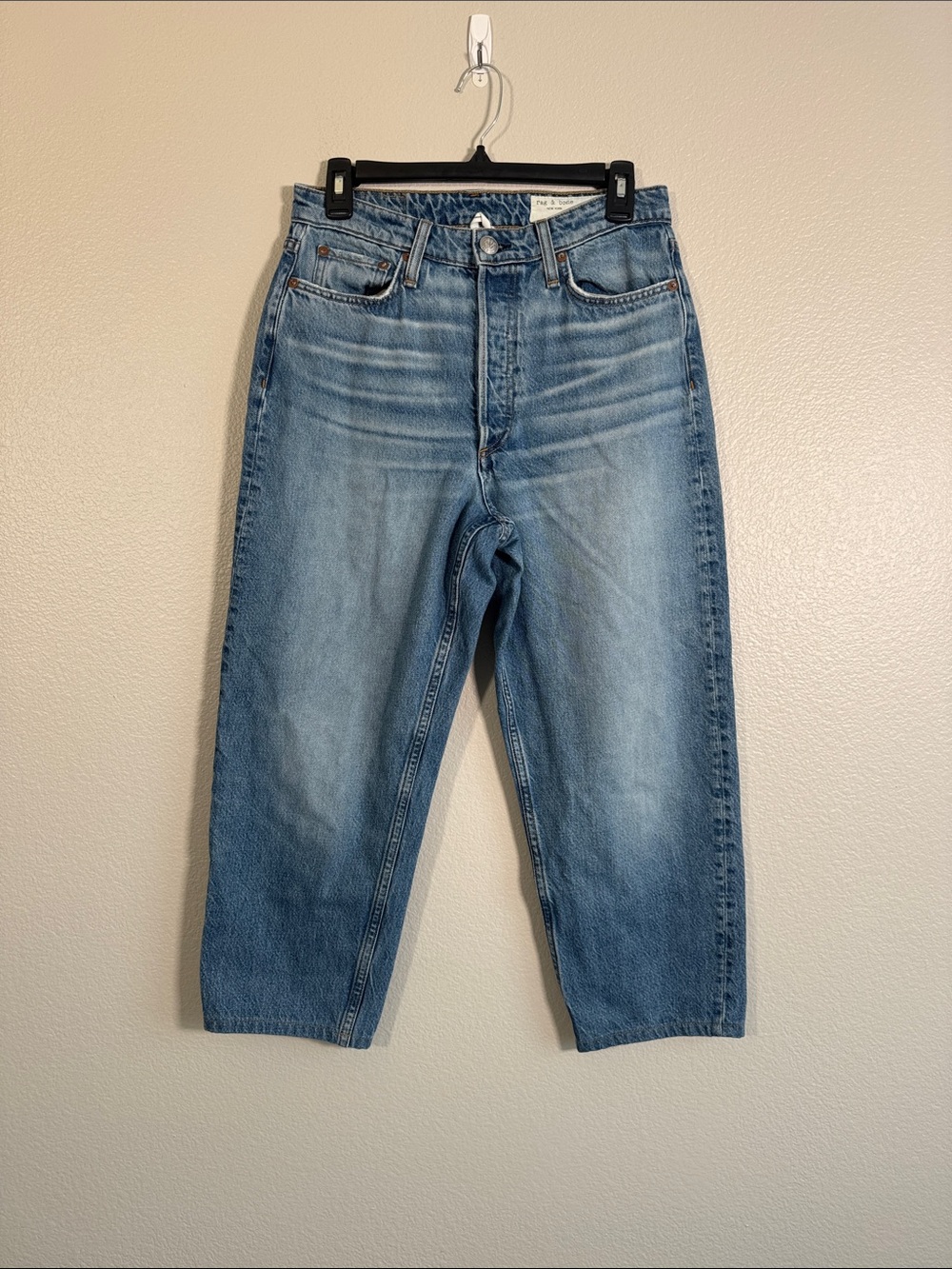 rag & bone Alissa High Waist Barrel Leg Crop Jeans in Clover - 27 - Picture 2 of 5